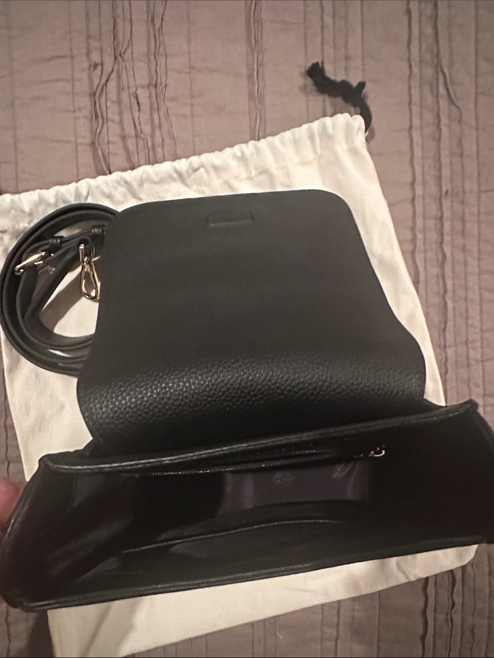 Pom Pom London Black Pebbled Leather Crossbody with Tassel Charm - Picture 5 of 5